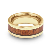 Load image into Gallery viewer, Ancient Kauri Classic Tungsten Ring - Yellow Gold - Komo Kauri - Woodsman Jewelry