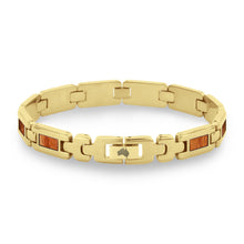 Load image into Gallery viewer, Gum Burl Men's Link Bracelet - Yellow Gold - Tyalla - Woodsman Jewelry