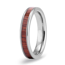 Load image into Gallery viewer, Hawaiian Koa Wood Thin Tungsten Ring - Brushed - Komo Koa - Woodsman Jewelry