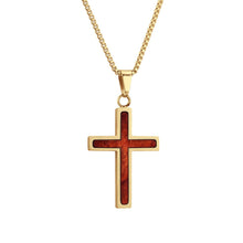 Load image into Gallery viewer, Redwood Cross Necklace - Yellow Gold - Sequoia - Woodsman Jewelry
