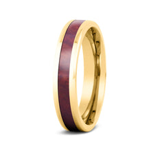 Load image into Gallery viewer, Redwood Thin Tungsten Ring - Yellow Gold - Sequoia - Woodsman Jewelry