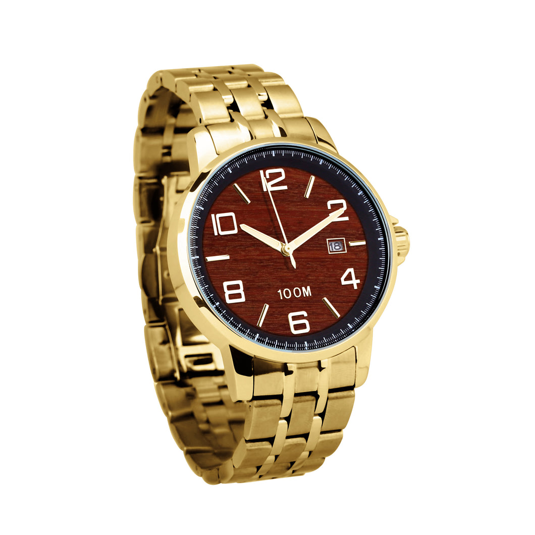 Jarrah Watch Stainless Steel Band Yellow Gold - Men's