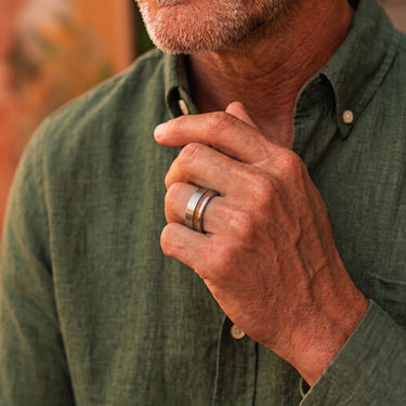 Hawaiian Koa Wood Offset Titanium Ring