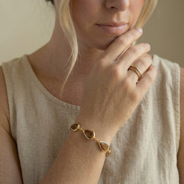 Hawaiian Koa Wood Drop Bracelet - Rose Gold