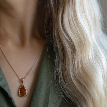 Hawaiian Koa Wood Drop Necklace - Rose Gold