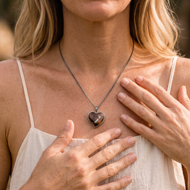 Ancient Kauri Heart Necklace - Gunmetal