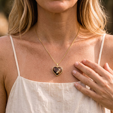 Ancient Kauri Heart Necklace - Yellow Gold