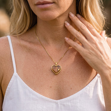 Hawaiian Koa Wood Heart Necklace - Yellow Gold