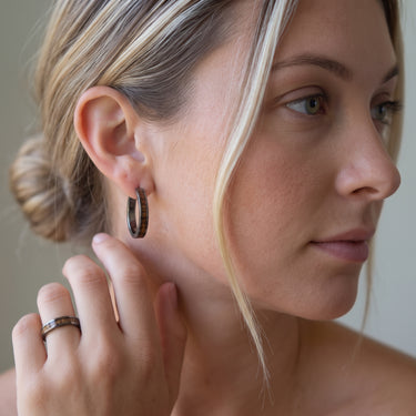 Ancient Kauri Hoop Earrings - Gunmetal