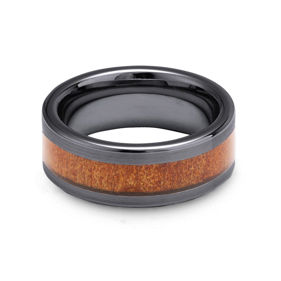 Kauri Wood Gunmetal Tungsten Ring | Komo Kauri by Woodsman Jewellery