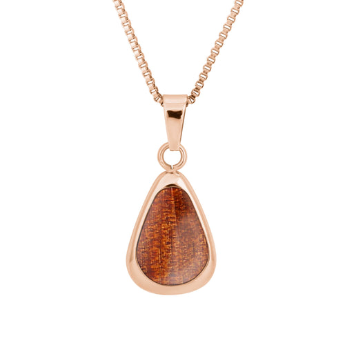 Ancient Kauri Drop Necklace - Rose Gold - Komo Kauri - Woodsman Jewelry