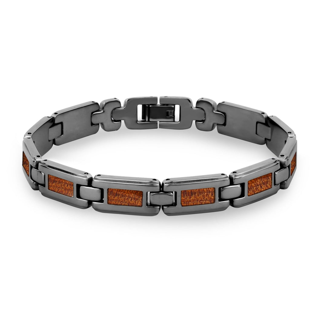 Ancient Kauri Men's Link Bracelet - Gunmetal - Komo Kauri - Woodsman Jewelry