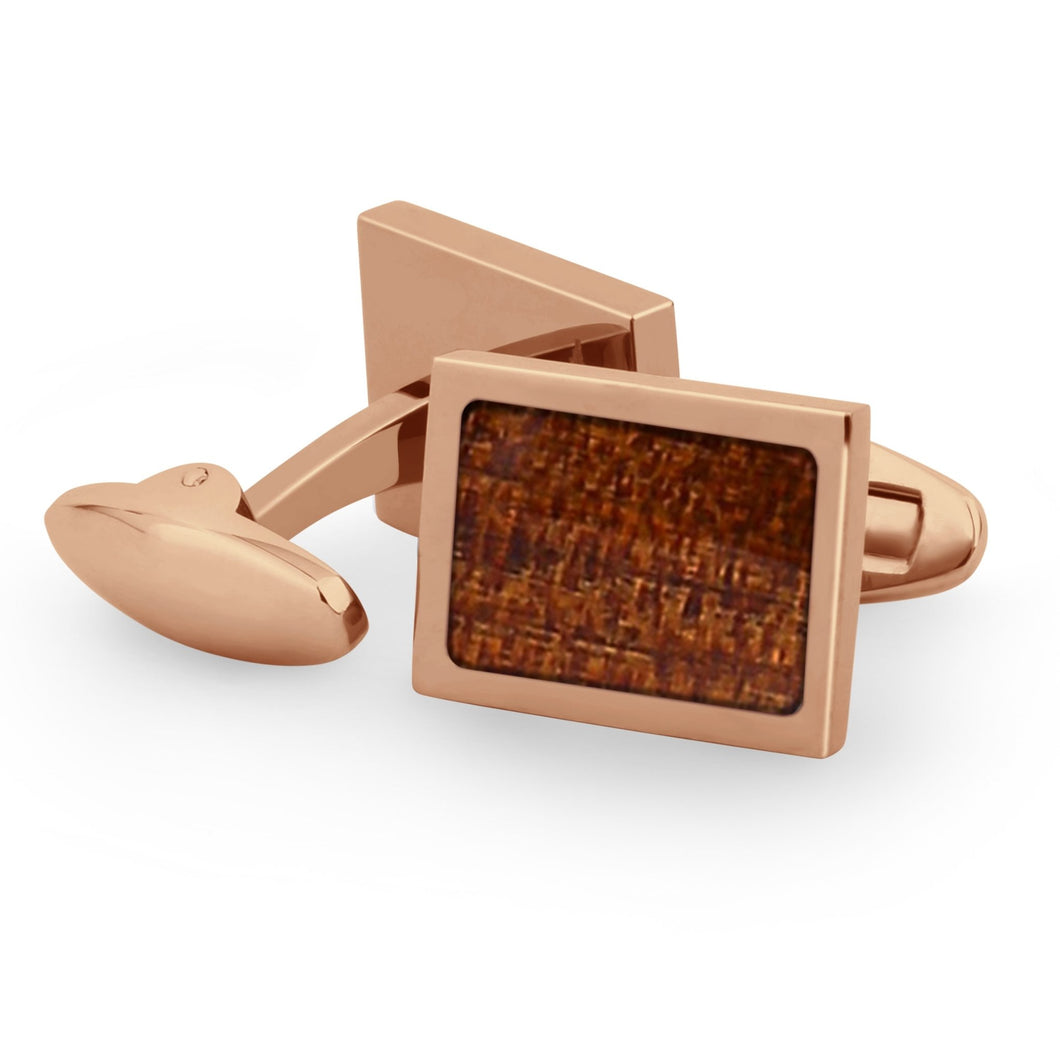 Ancient Kauri Rectangular Cufflinks - Rose Gold - Komo Kauri - Woodsman Jewelry