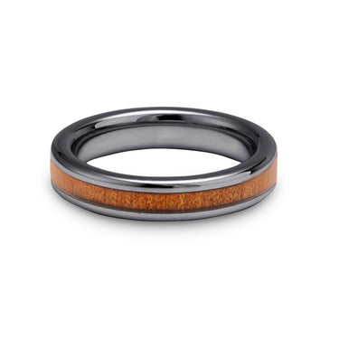 Ancient Kauri Thin Tungsten Ring - Gunmetal - Komo Kauri - Woodsman Jewelry