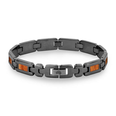 Gum Burl Men's Link Bracelet - Gunmetal - Tyalla - Woodsman Jewelry