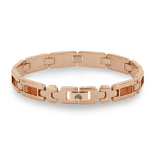 Load image into Gallery viewer, Gum Burl Men&#39;s Link Bracelet - Rose Gold - Tyalla - Woodsman Jewelry
