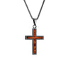 Hawaiian Koa Wood Cross Necklace - Gunmetal - Komo Koa - Woodsman Jewelry