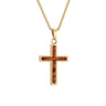 Hawaiian Koa Wood Cross Necklace - Yellow Gold - Komo Koa - Woodsman Jewelry
