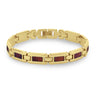 Hawaiian Koa Wood Men's Link Bracelet - Yellow Gold - Komo Koa - Woodsman Jewelry