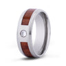 Hawaiian Koa Wood Stone w/ Diamond Titanium Ring - Men's - Komo Koa - Woodsman Jewelry