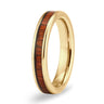 Hawaiian Koa Wood Thin Tungsten Ring - Yellow Gold - Komo Koa - Woodsman Jewelry