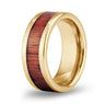 Hawaiian Koa Wood Tungsten Ring - Classic Yellow Gold - Komo Koa - Woodsman Jewelry