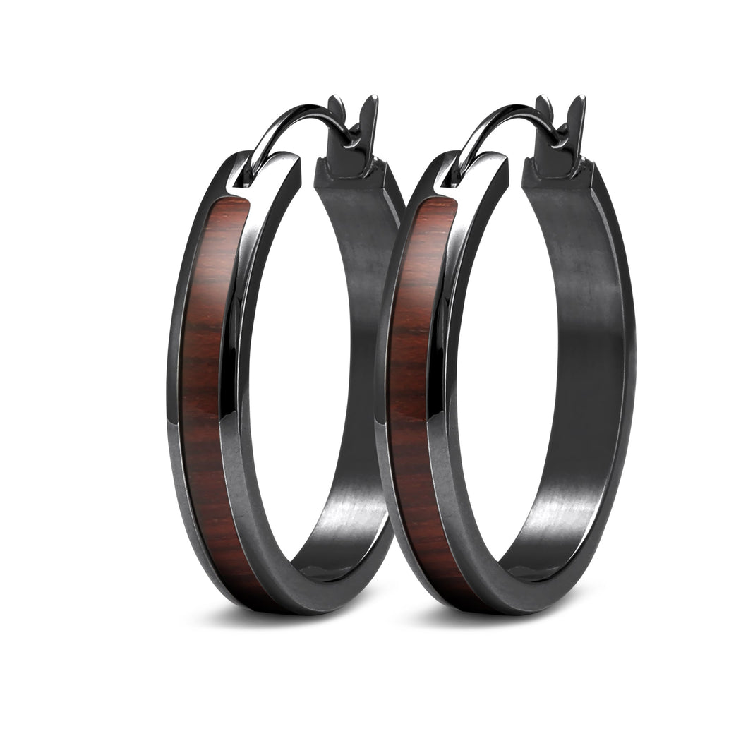 Jarrah Hoop Earrings - Gunmetal - Tyalla - Woodsman Jewelry