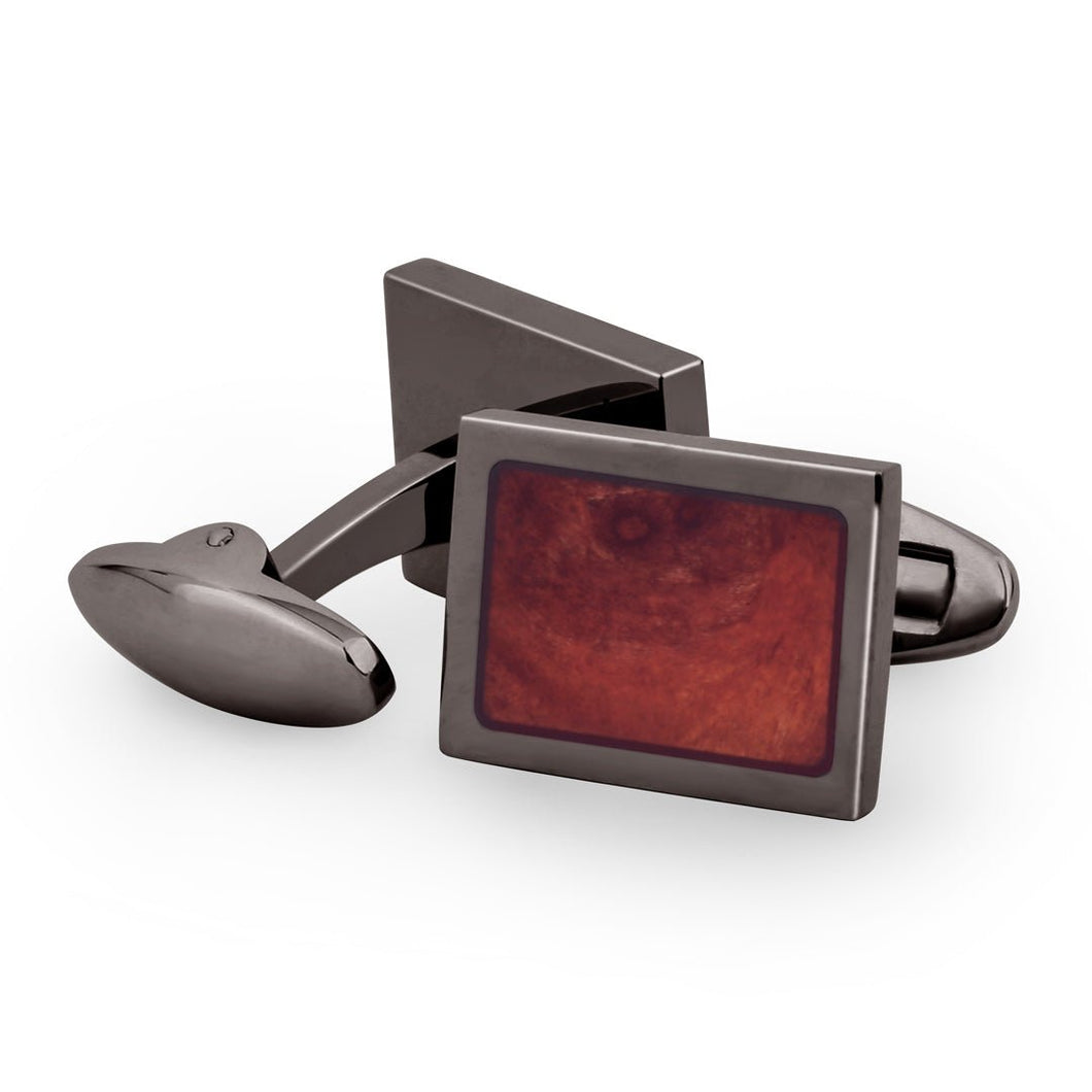 Redwood Rectangular Cufflinks - Gunmetal - Sequoia - Woodsman Jewelry