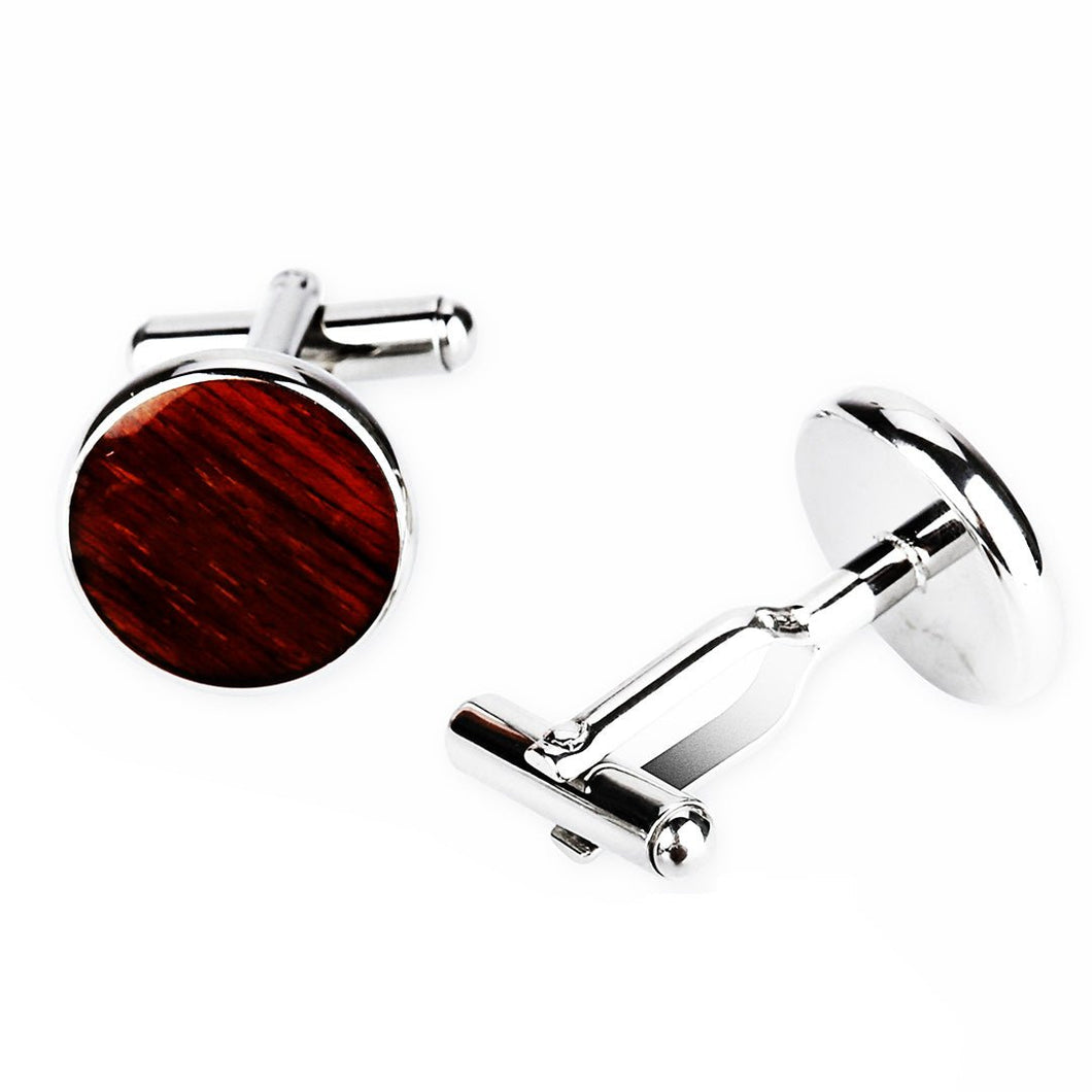 Redwood Round Cufflinks - Gunmetal - Sequoia - Woodsman Jewelry